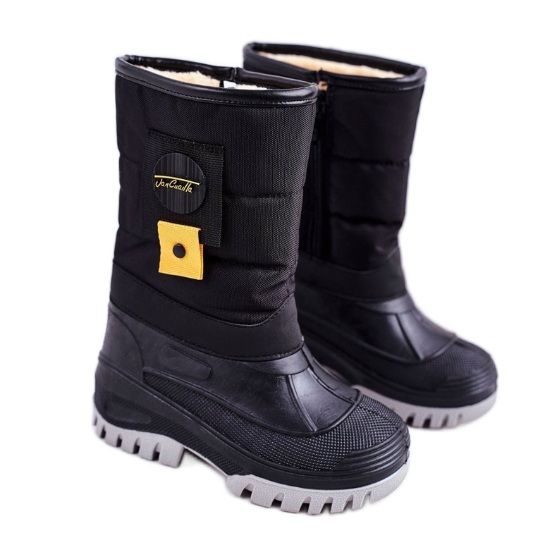 Apawwa Children's Fur-insulated Snow Boots Black Rubbi