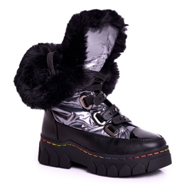 Apawwa Children's Snow Boots Insulated With Fur Black and Gray Turismo grey Apawwa Children's Snow Boots Insulated With Fur Black and Gray Turismo grey