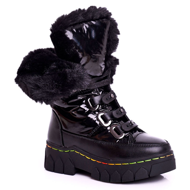 Apawwa Children's Fur-insulated Snow Boots Black Turismo Apawwa Children's Fur-insulated Snow Boots Black Turismo
