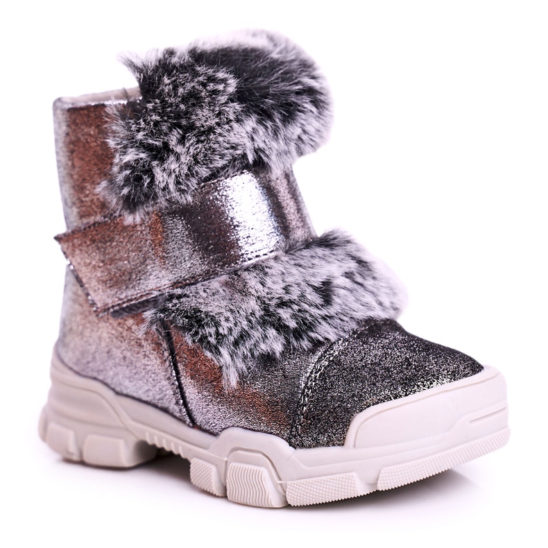 Apawwa Children's Warm Boots Velcro Fur Gray Husar grey Apawwa Children's Warm Boots Velcro Fur Gray Husar grey