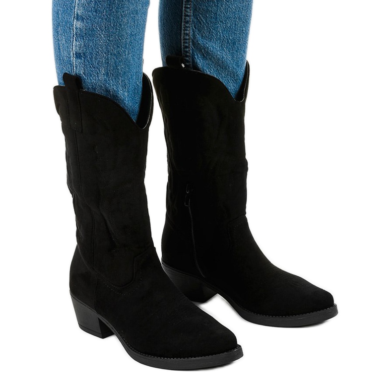 Black suede high Nomia cowboy boots