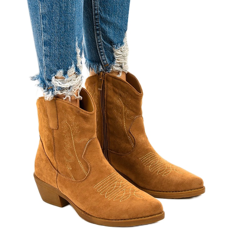 Kainella khaki suede high cowboy boots brown