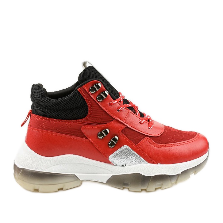 Red fashionable sports sneakers made of eco-leather Donatella black