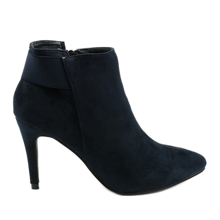 Navy blue ankle boots with an Adresea elastic