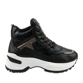 Black, fashionable, eco-leather Daera sneakers Black, fashionable, eco-leather Daera sneakers