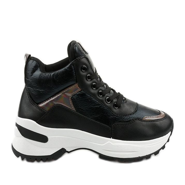 Black, fashionable, eco-leather Daera sneakers