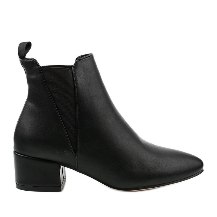 Black ankle boots on a post with a Lucency elastic