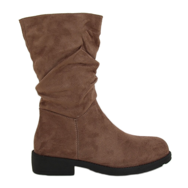 Women's short boots dark beige CH1908 Khaki
