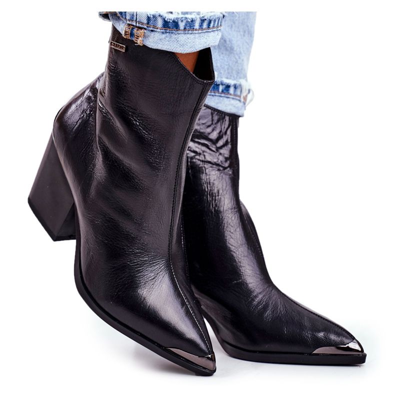 Women's Boots On Heel Leather Big Star Black GG274919