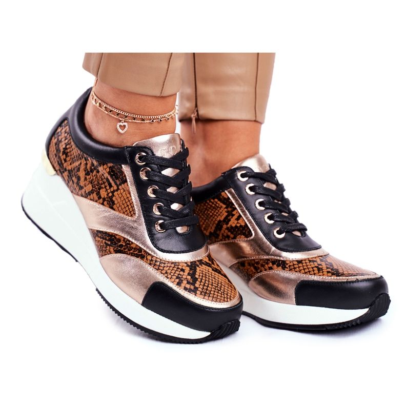 GOE Women's Sport Shoes Sneakers Black Leather GG2N3044 multicolored