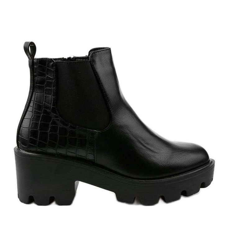 Black flat boots in eco-leather Established