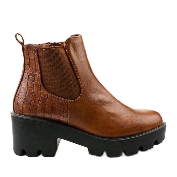 Brown flat boots in eco-leather Established
