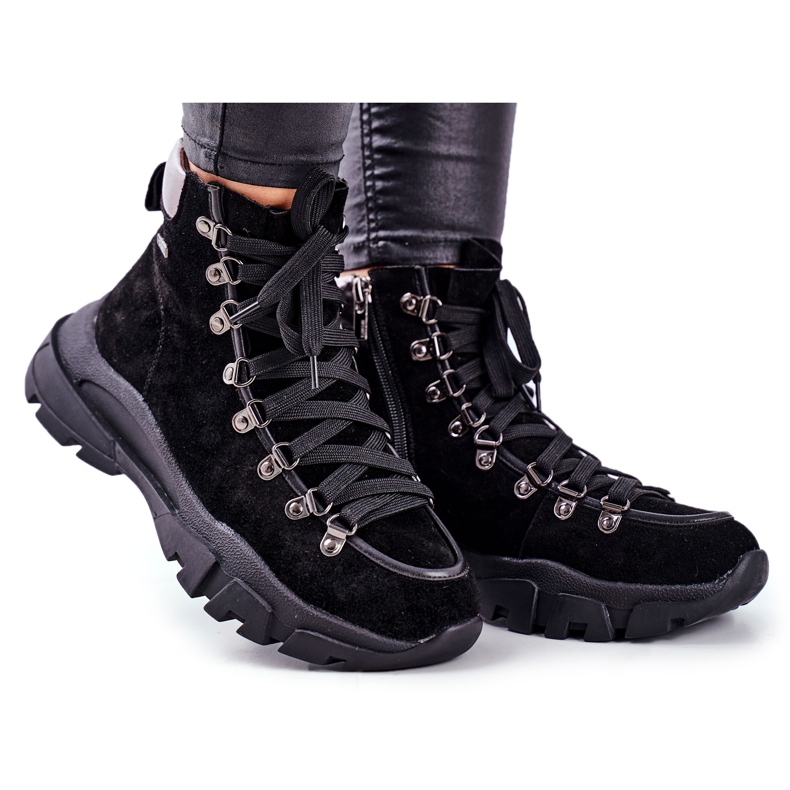 Women's Trekking Shoes Trappers Leather Suede Big Star GG274893 black