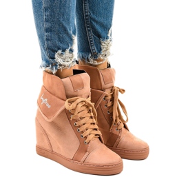 Pink sneakers with lace-up wedges B12-22