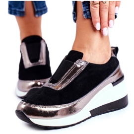 S.Barski Women's Sport Shoes Sneakers Black Leather Wilimont