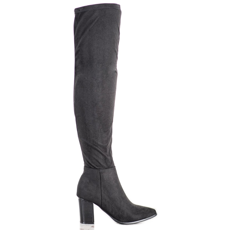 Thigh-high boots with decorative VINCEZA heel black