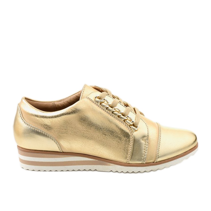 Peggy-44 Women's Glitter Metallic Lace Up Low Top Low Wedge Fashion Sneaker  Shoes (Gold, 10) - Walmart.com