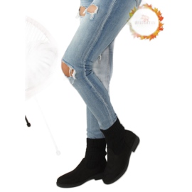 Boots with a sweater uppers black E2100 Black
