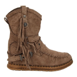 Boho style boots in beige ST-17P Khaki