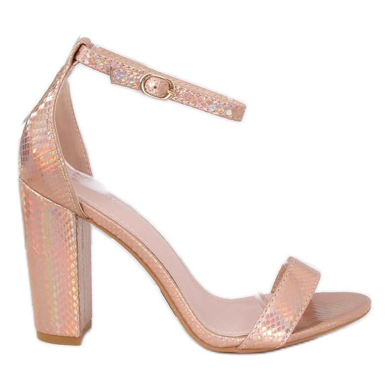 Holographic high-heeled sandals TU135P Champagne II Quality pink