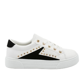 White classic sneakers with rhinestones A88-69 black