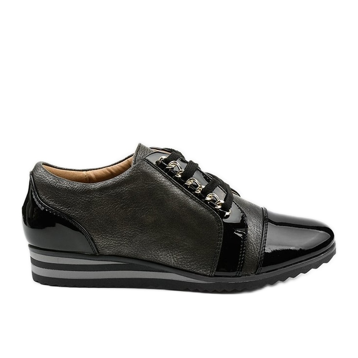 Black Fashionable Wedge Sneakers 15S8621