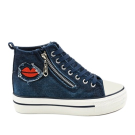 Dane's navy lace-up wedge sneakers navy blue