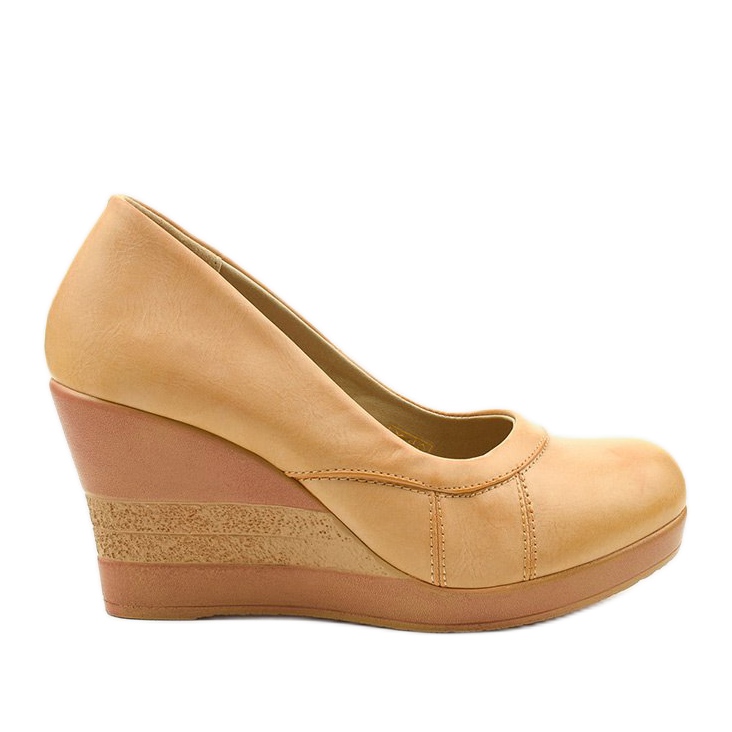 Tan top wedge pumps