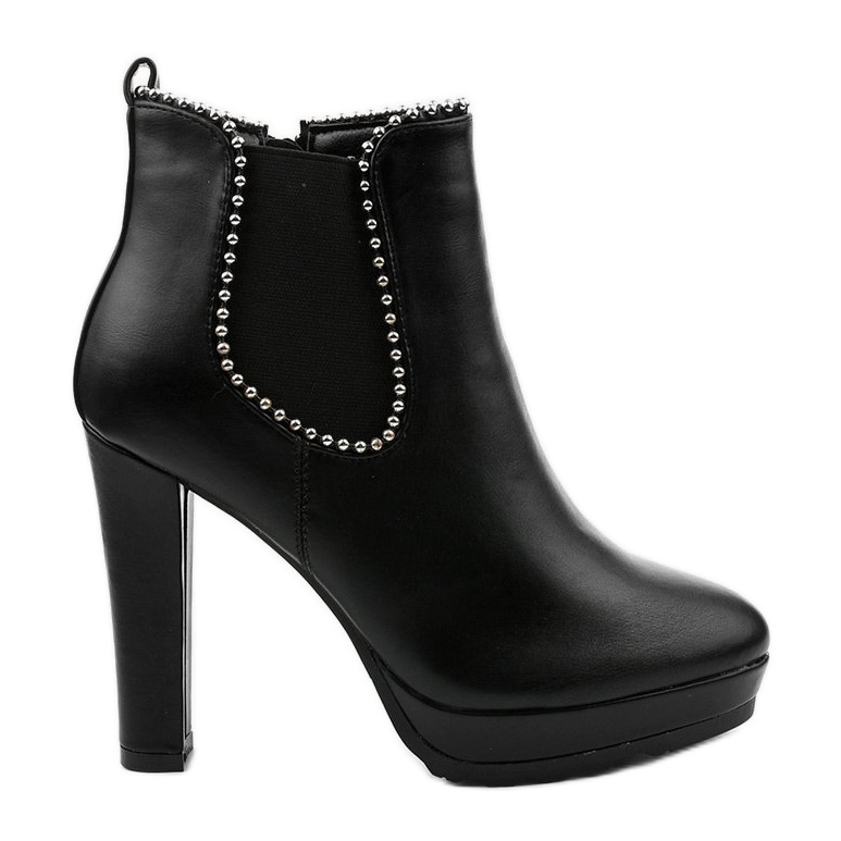 Black ankle boots with a zipper and Circus elastic