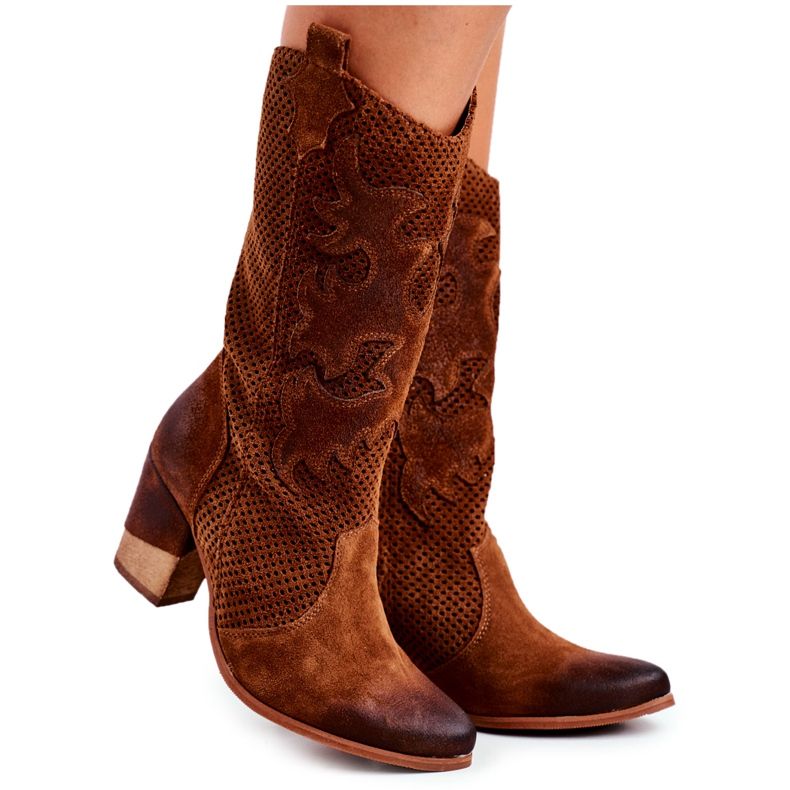 Exquisite Women's Boots On a Heel Leather High Cognac Rosemary brown Exquisite Women's Boots On a Heel Leather High Cognac Rosemary brown
