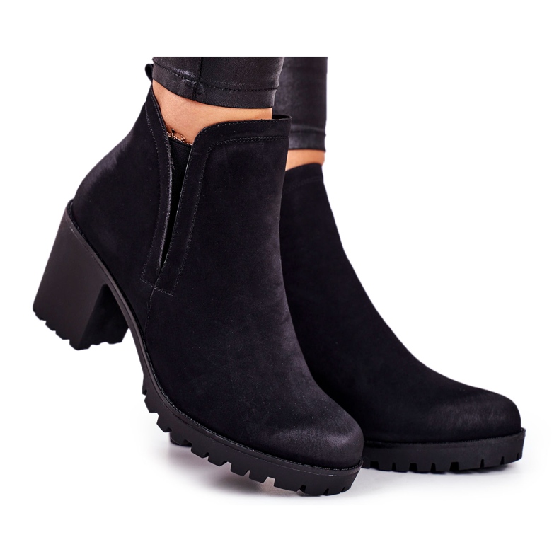 S.Barski Women's Boots On Heel Warm Black Veronica