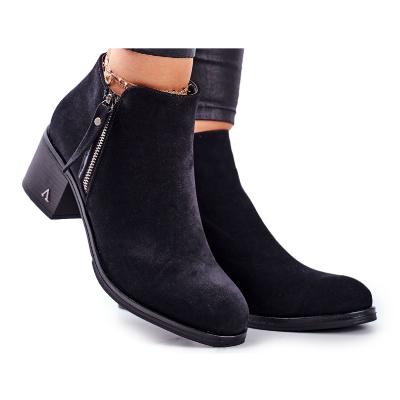 S.Barski Women's Boots On A Heel Warm Black Blanche