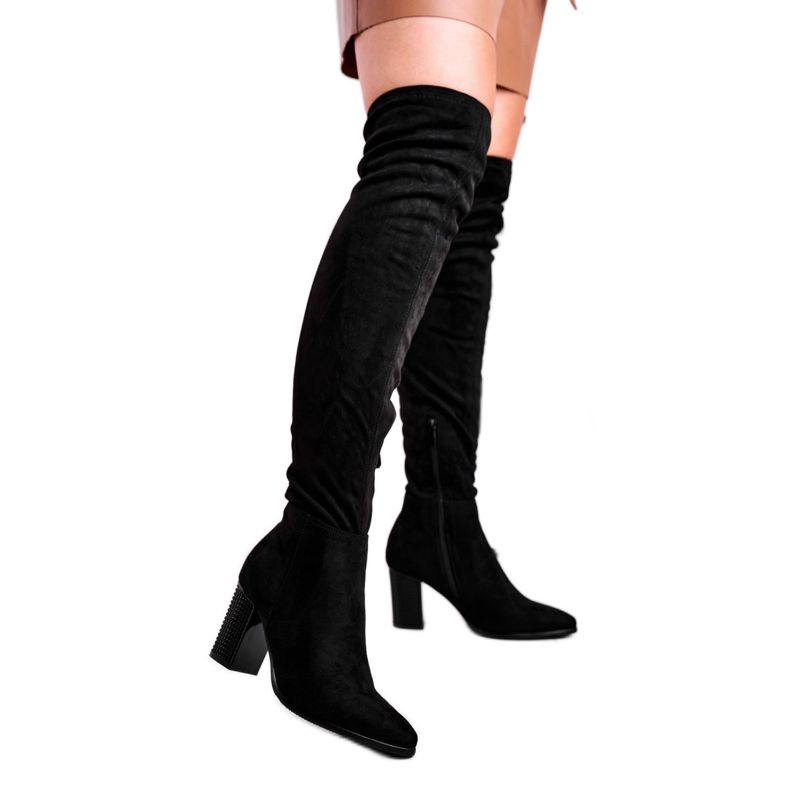 Vinceza Women's Boots On Heel Suede Black Victoria Vinceza Women's Boots On Heel Suede Black Victoria