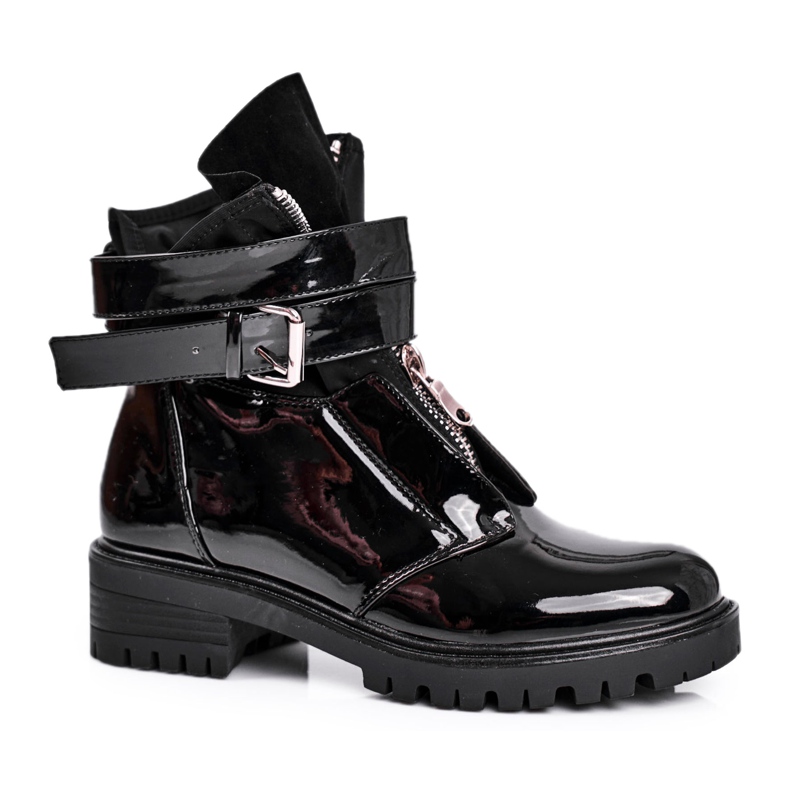 SEA Women's Boots with a strap Lacquered Black Joyce