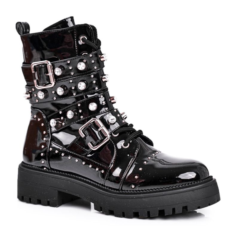 SEA Lacquered Women's Boots Black Camelia