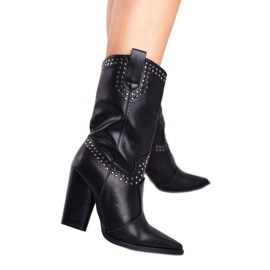 PS1 Women's Boots On Heel Warm Cowboy Boots Black Athens