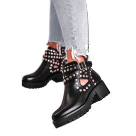 Women's Boots With Rivets Grunge Black Heavenly