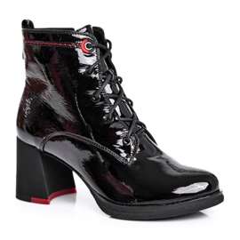S.Barski Women's Boots On Heel Lacquered Black Do It Better