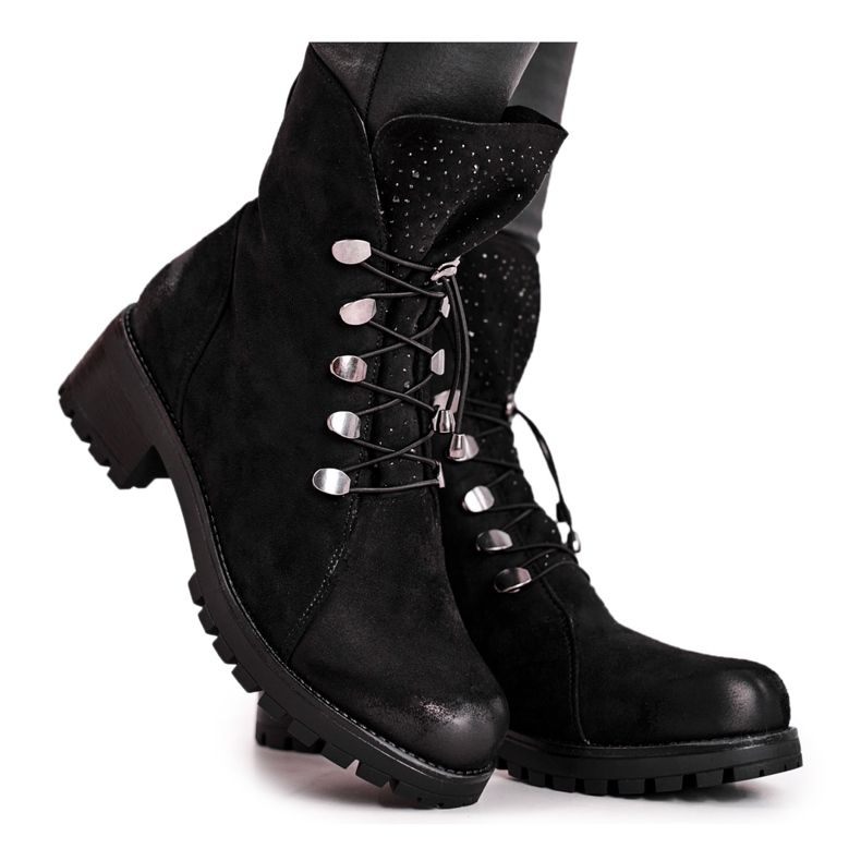 S.Barski Women's Boots Warm Black Bipper Workers