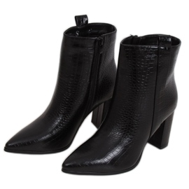 Black Snake leather high-heeled boots RB54 Black