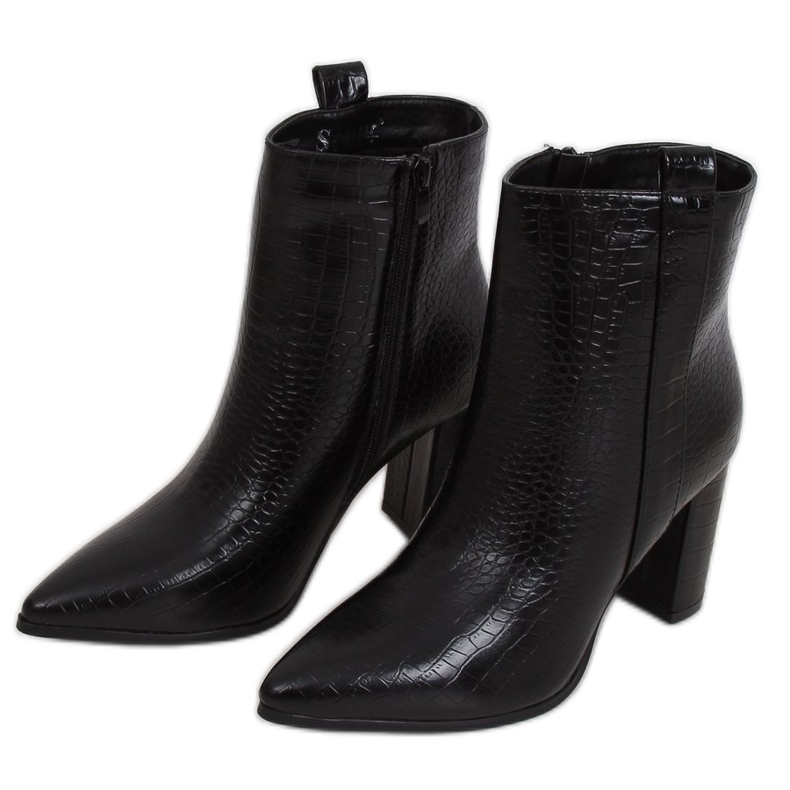 Black Snake leather high-heeled boots RB54 Black