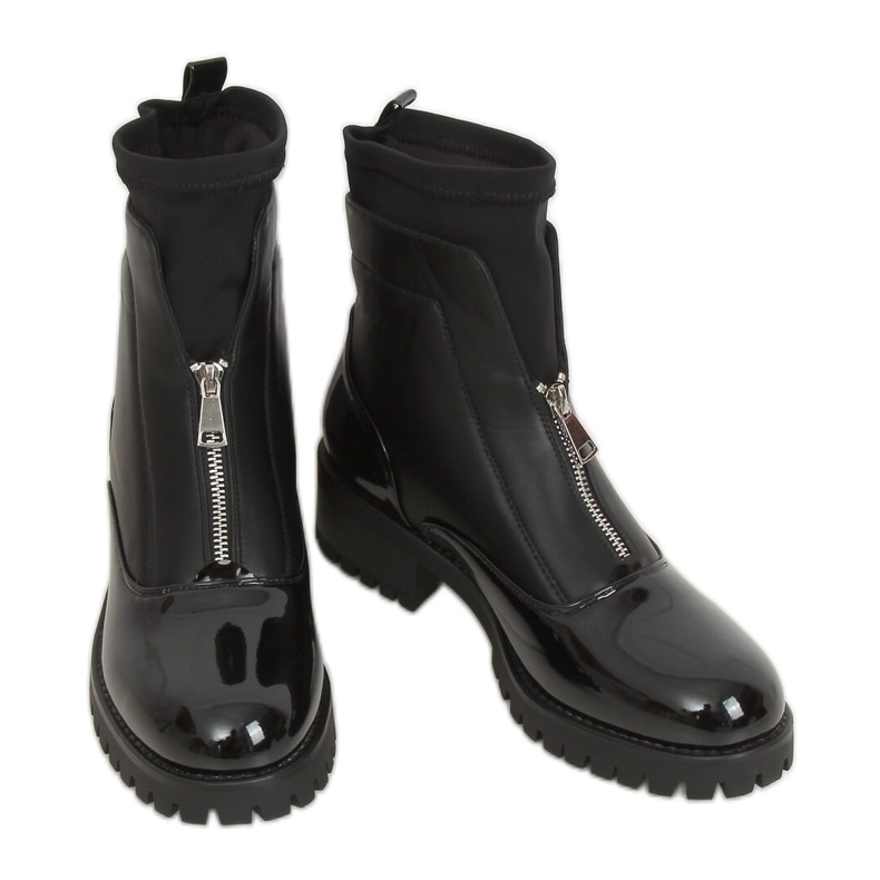 Black lacquered boots NS178P Black