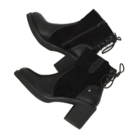 Black boots with wide heels H8116 Black
