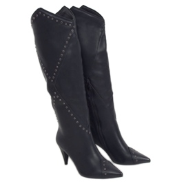 Black boots on a stiletto heel RB76P Black