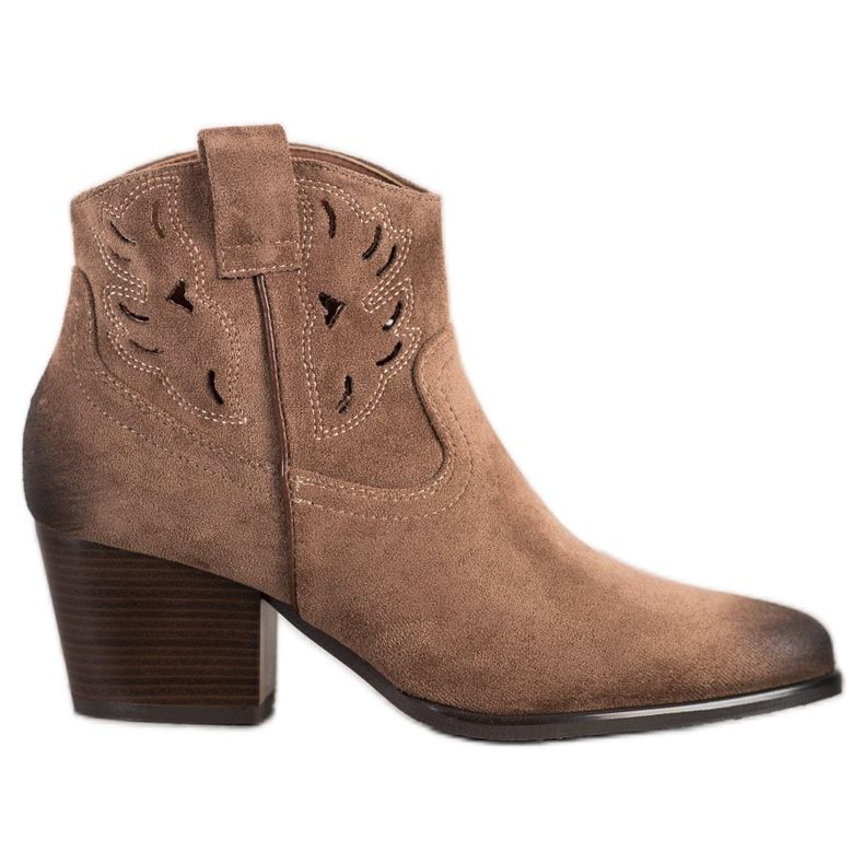 VINCEZA openwork cowboy boots beige