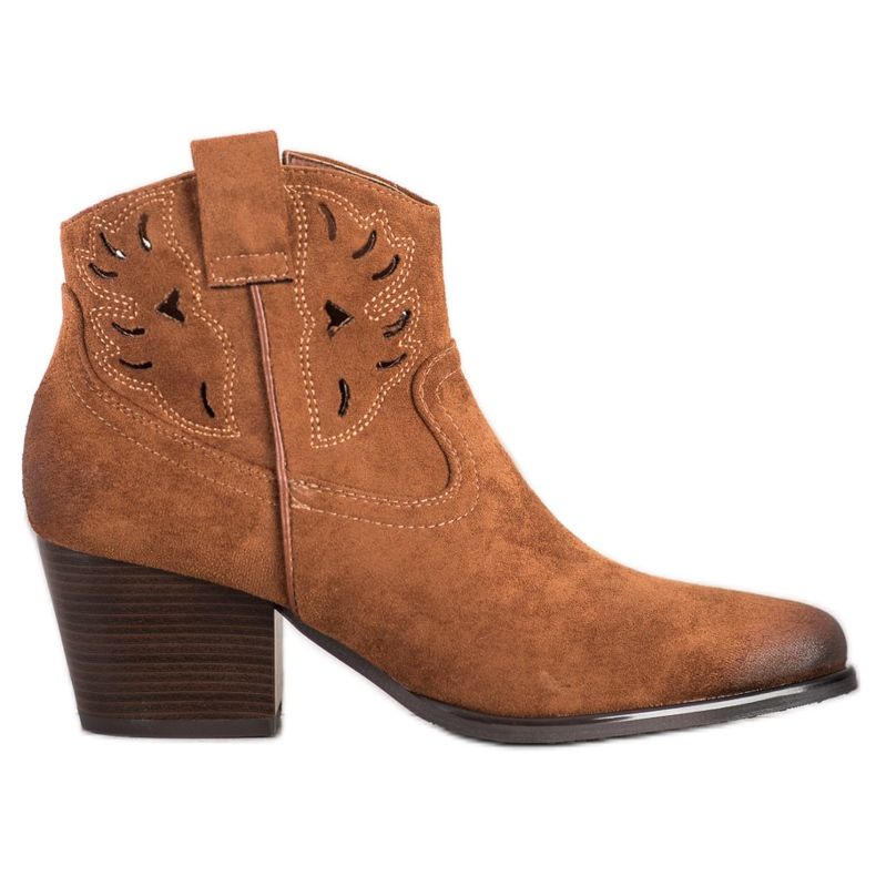VINCEZA openwork cowboy boots brown