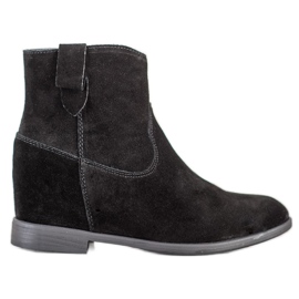 Filippo Leather Booties With Wedge black