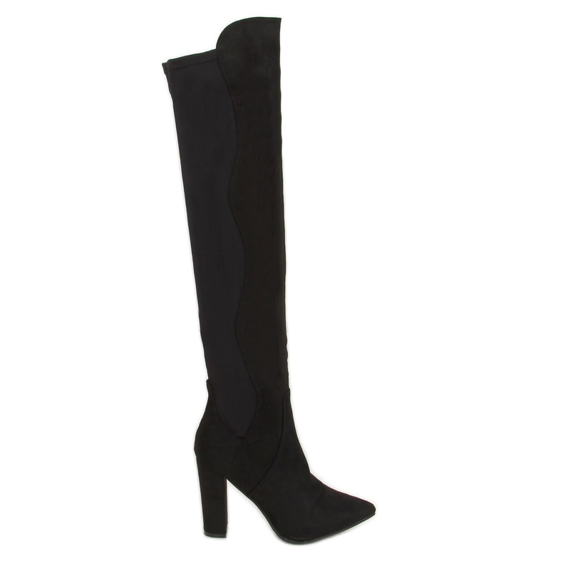 Over-the-knee boots with a flexible upper black D7506 Black