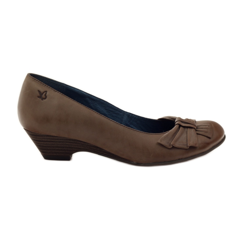 Women's pumps with a Caprice 22307 bow brown multicolored