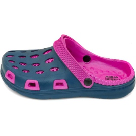Aqua-speed Silvi children's pool slippers, col 49, pink and navy blue